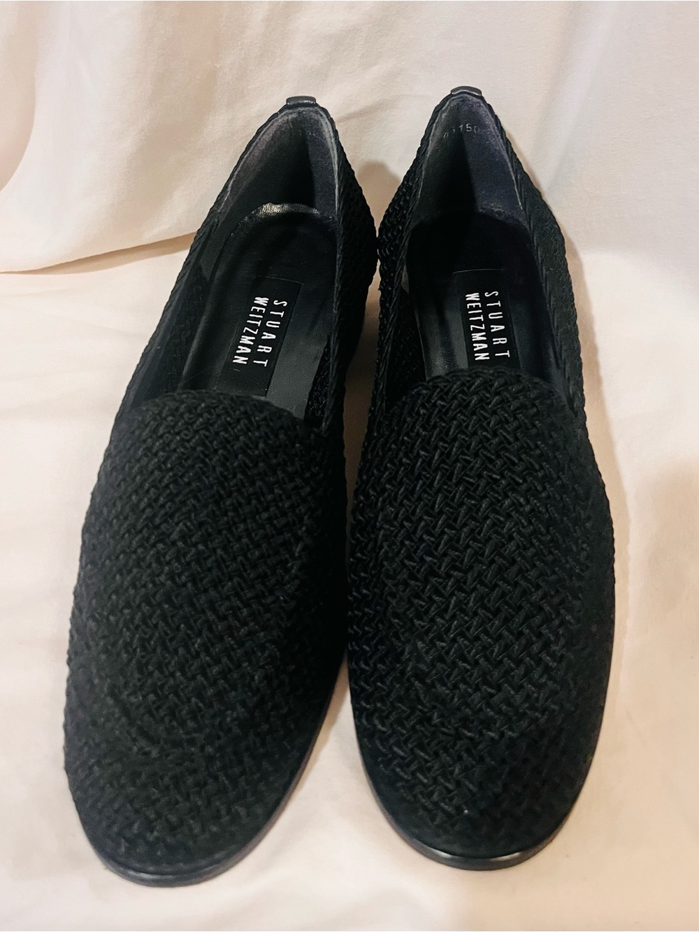 STUART WEITZMAN Classic Black Loafer Woven Office Minimalist Casual, VTG SZ 8.5N